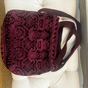 Elegant Burgundy Floral Shoulder Bag